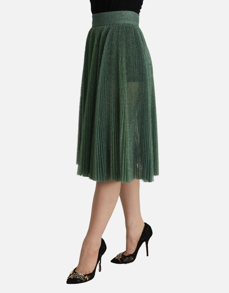 Pleated Skirt Green Glitter Model A Women