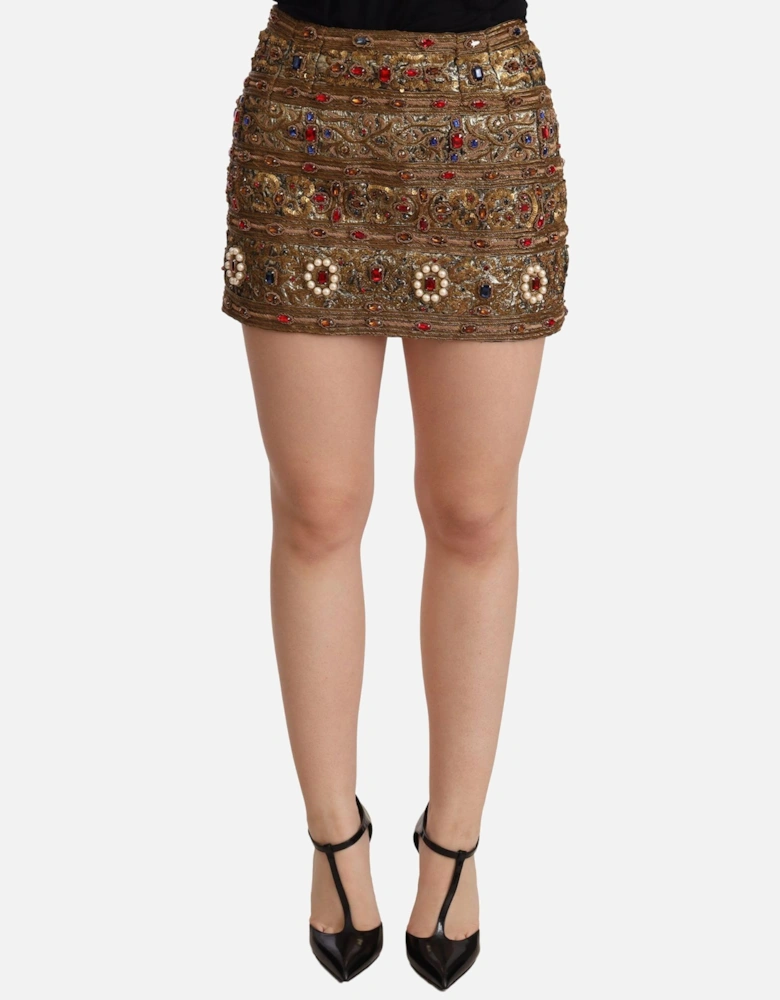 Dolce Gabbana Embellished Mini Skirt Gold Women