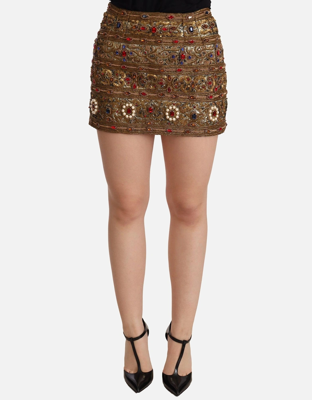 Dolce Gabbana Embellished Mini Skirt Gold Women, 5 of 4