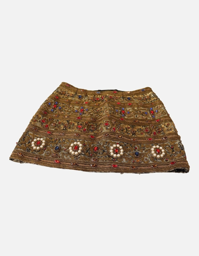 Dolce Gabbana Embellished Mini Skirt Gold Women