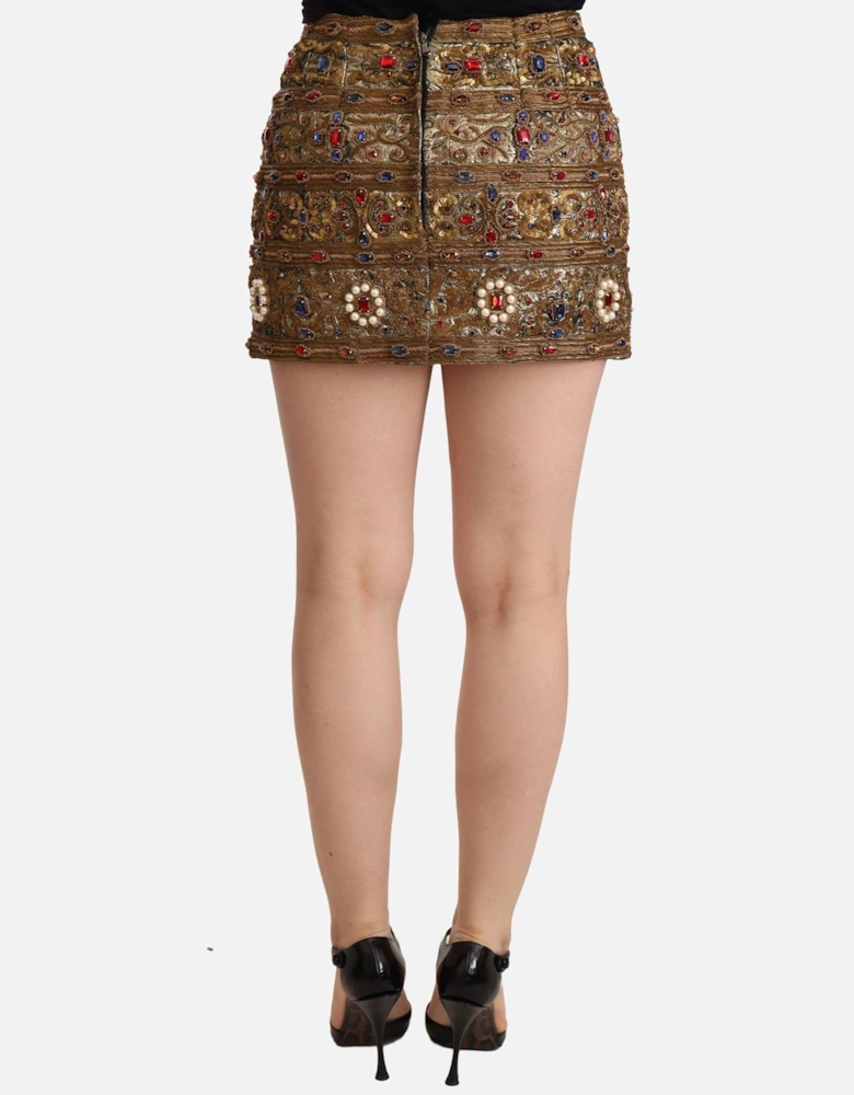 Dolce Gabbana Embellished Mini Skirt Gold Women