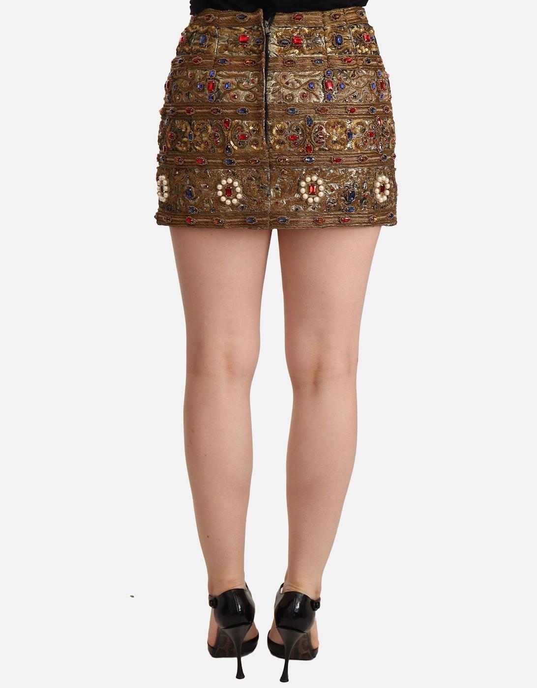 Dolce Gabbana Embellished Mini Skirt Gold Women