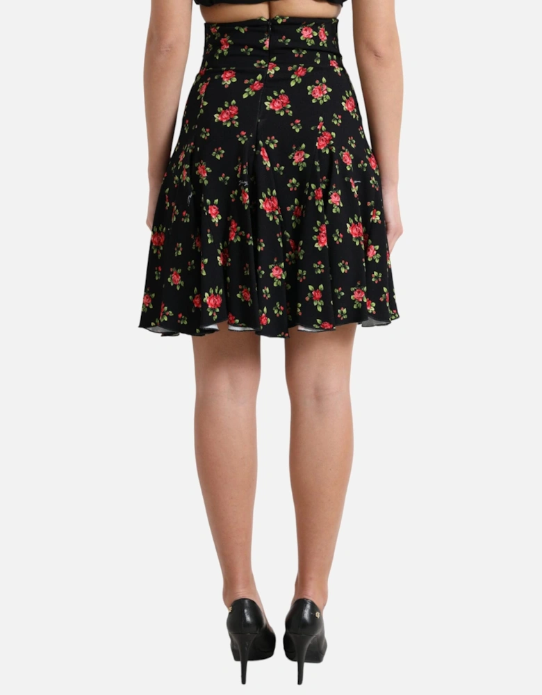 HighWaist Floral Mini Skirt Model1950 Women - Black