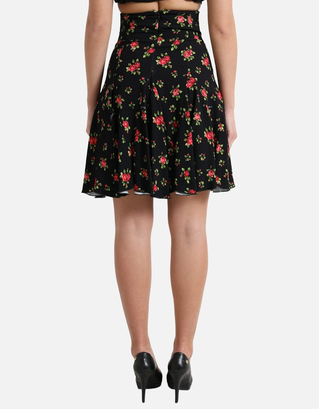 HighWaist Floral Mini Skirt Model1950 Women - Black