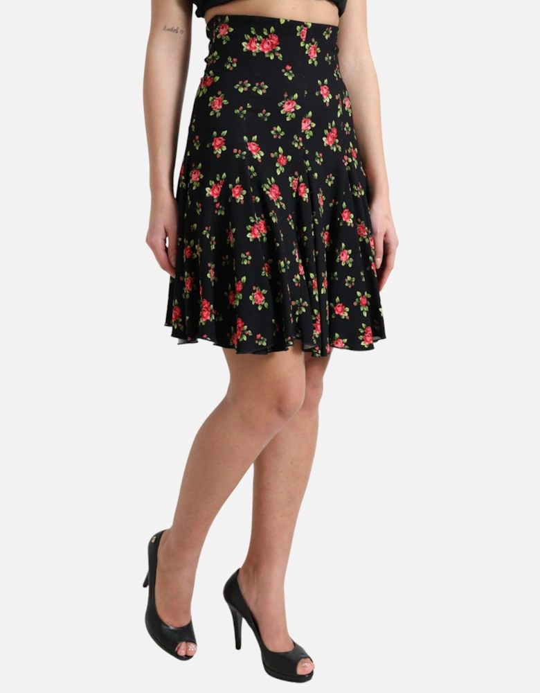 HighWaist Floral Mini Skirt Model1950 Women - Black