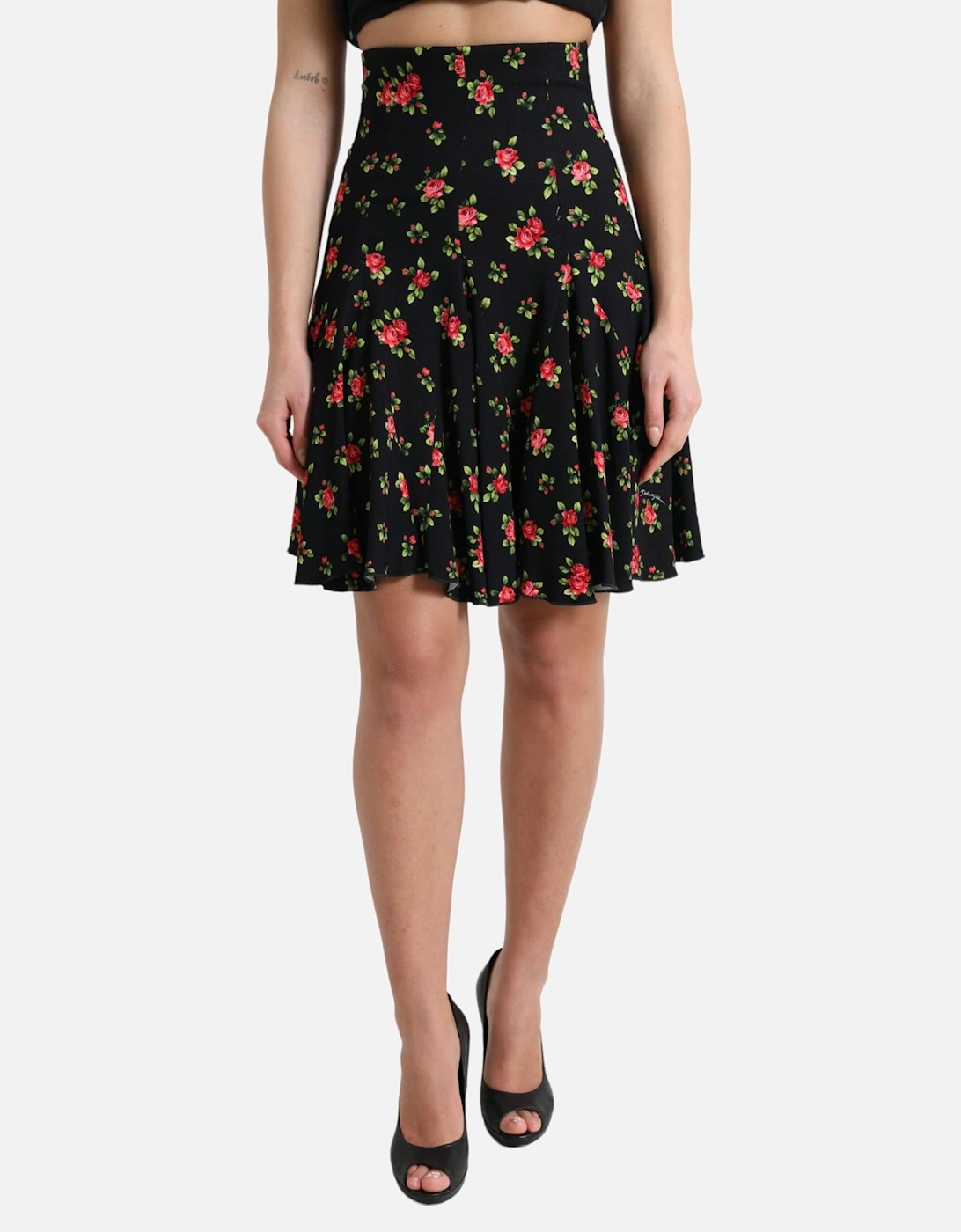 HighWaist Floral Mini Skirt Model1950 Women - Black, 7 of 6