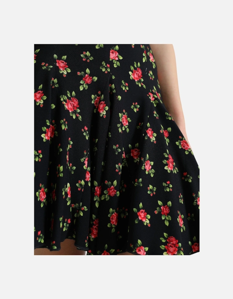 HighWaist Floral Mini Skirt Model1950 Women - Black