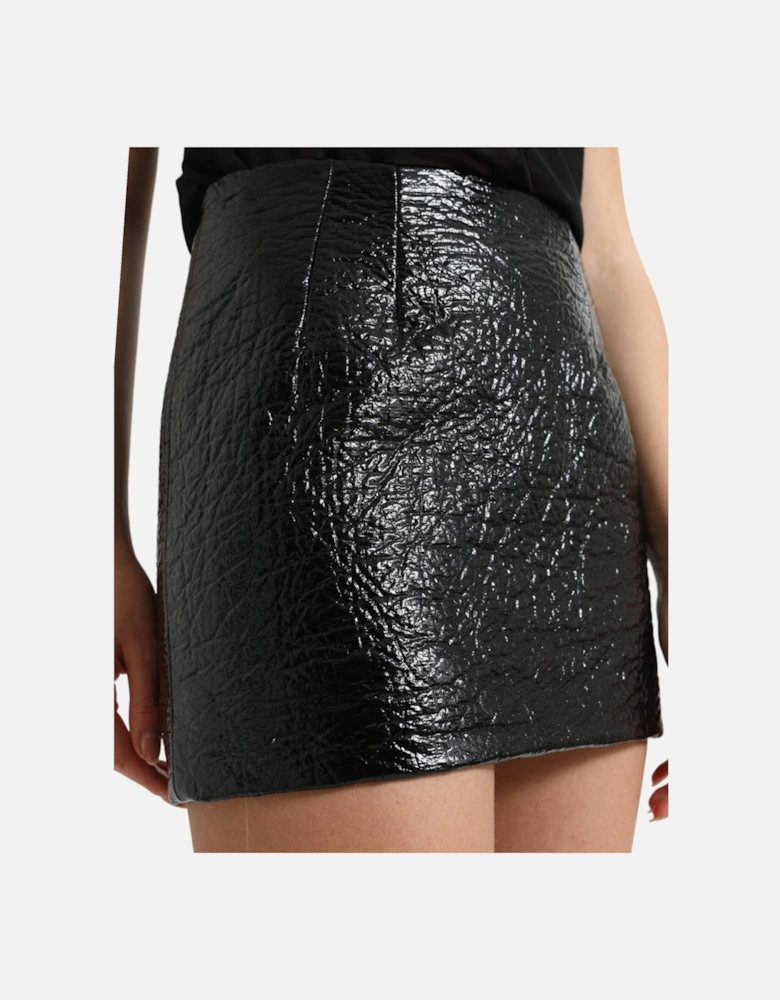 Patent Leather Mini Skirt Aline Women - Black