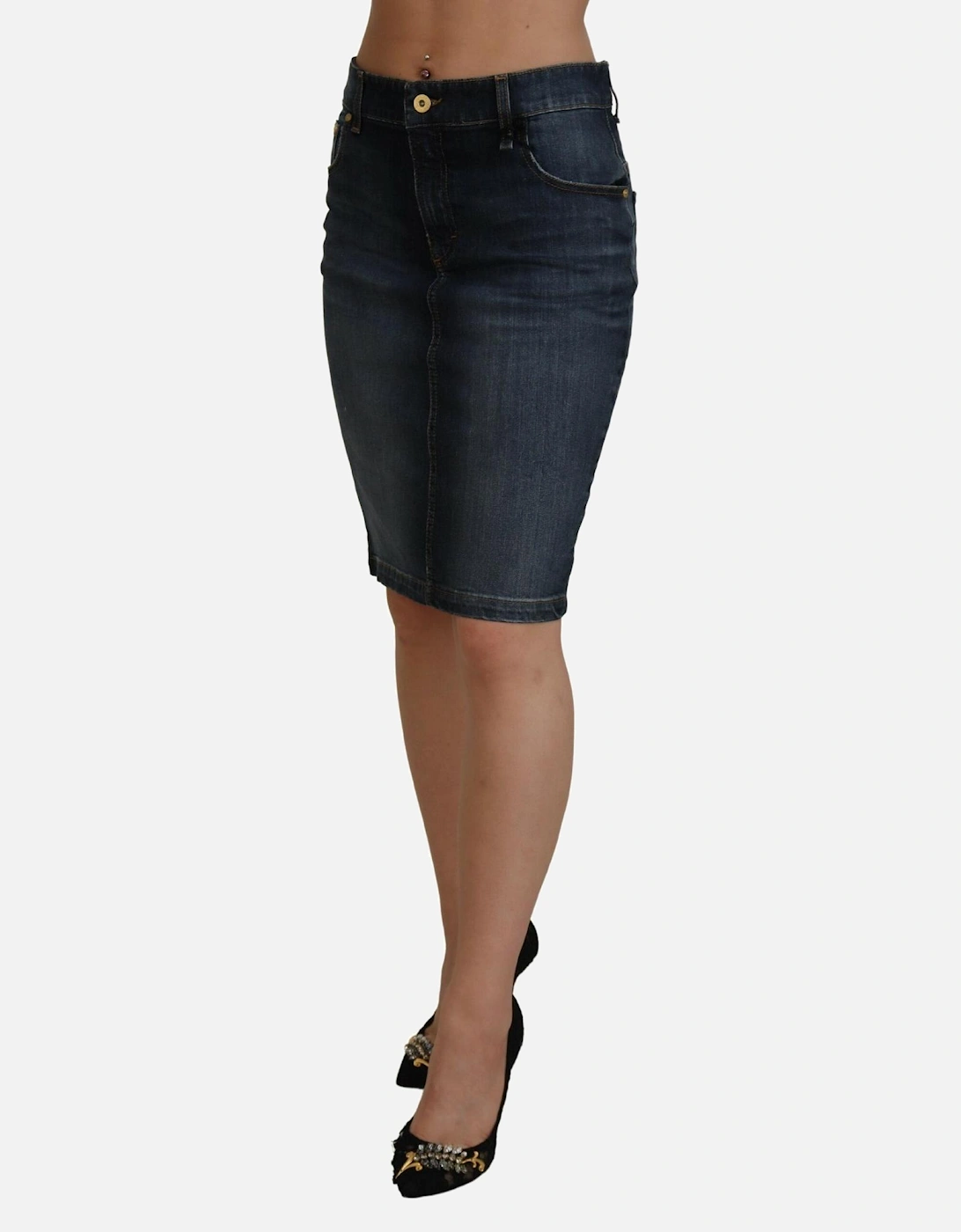 Denim Pencil Skirt Women - Blue
