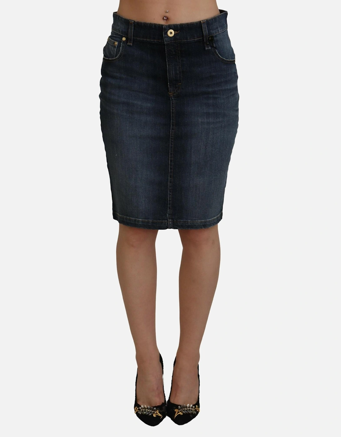 Denim Pencil Skirt Women - Blue, 7 of 6