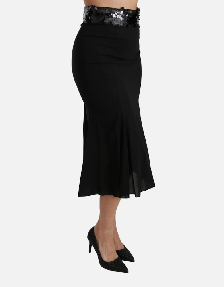 Dolce Gabbana Midi Skirt Sequined Waistband Women - Black