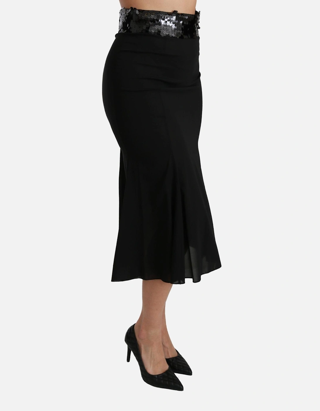 Dolce Gabbana Midi Skirt Sequined Waistband Women - Black