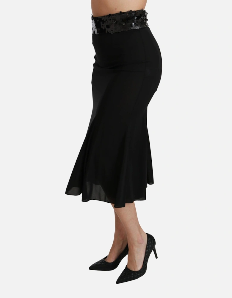 Dolce Gabbana Midi Skirt Sequined Waistband Women - Black