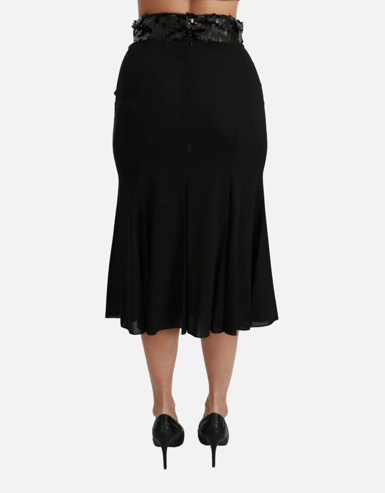 Dolce Gabbana Midi Skirt Sequined Waistband Women - Black