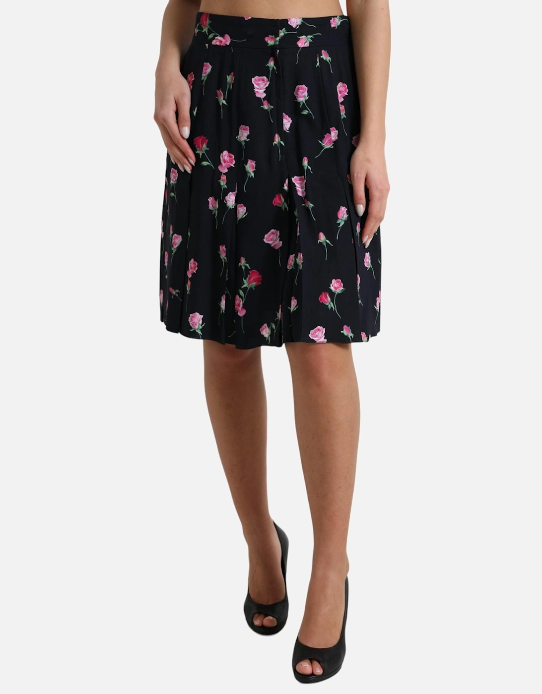 Rose Print Pleated Skirt Model SKI1947 Women - Black, 5 of 4