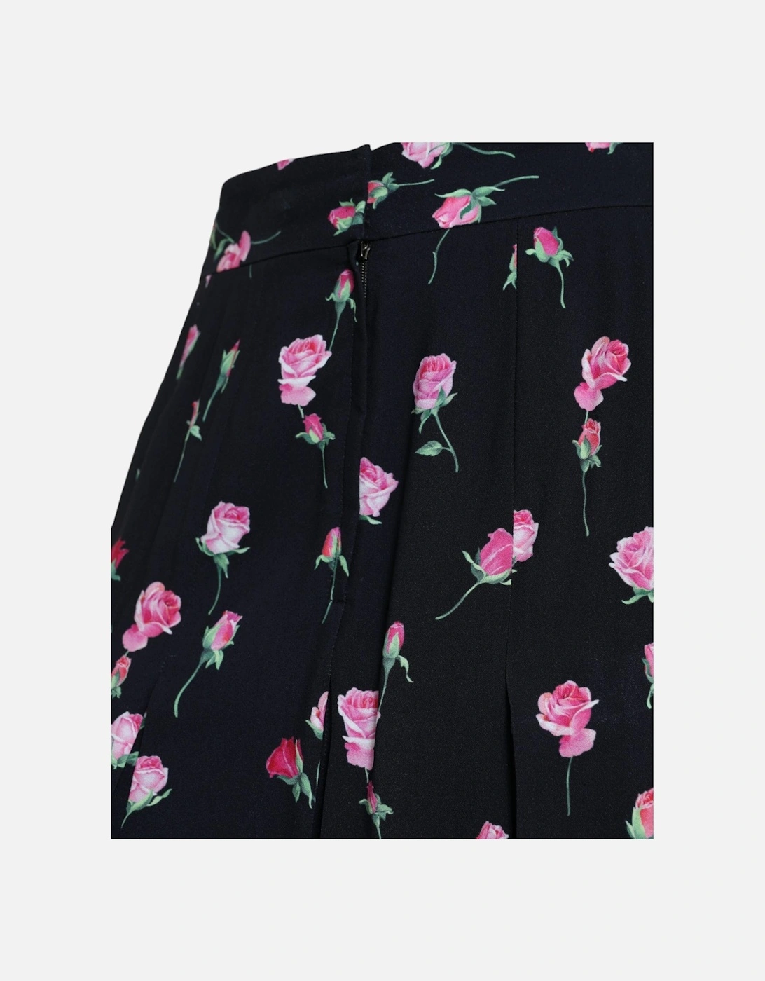 Rose Print Pleated Skirt Model SKI1947 Women - Black