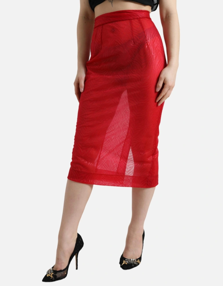 Pencil Skirt Red Zebra Print Women