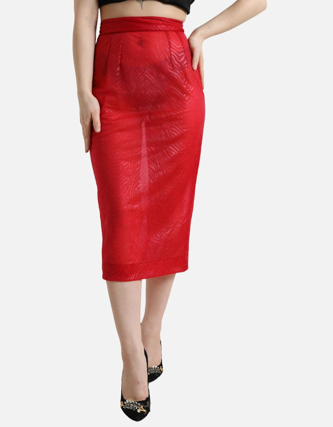 Pencil Skirt Red Zebra Print Women, 6 of 5