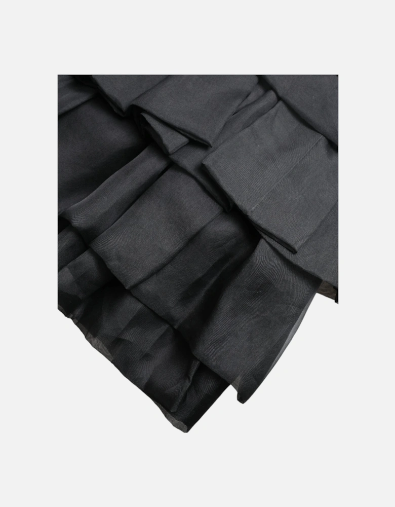 Tiered Mini Skirt Silk Ruffle Skirt Women - Black