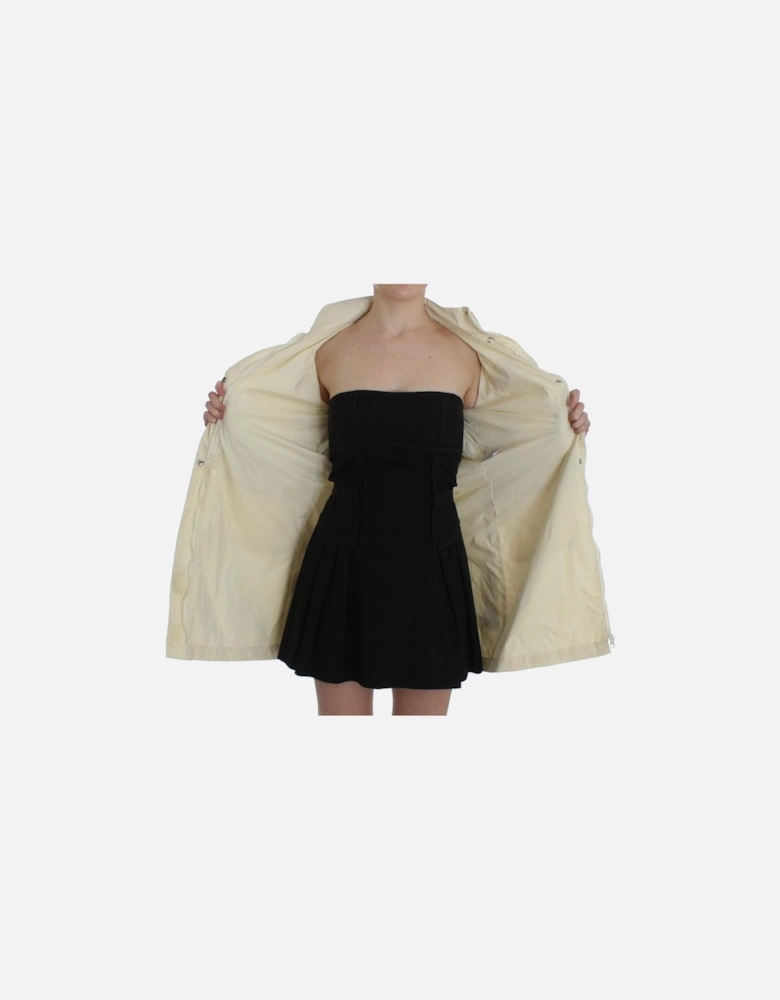 Belted High Neck Long Sleeve Coat Dress Women - Beige Jackets