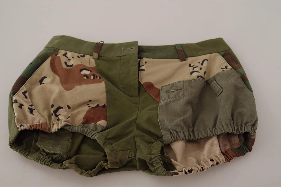 Dolce Gabbana Camouflage Patchwork Shorts Women - Green