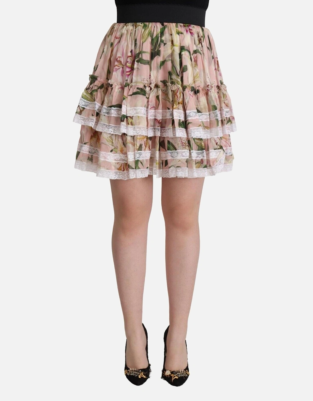 Lily Print Ruffle Mini Skirt ALine Mini Women - Pink, 4 of 3