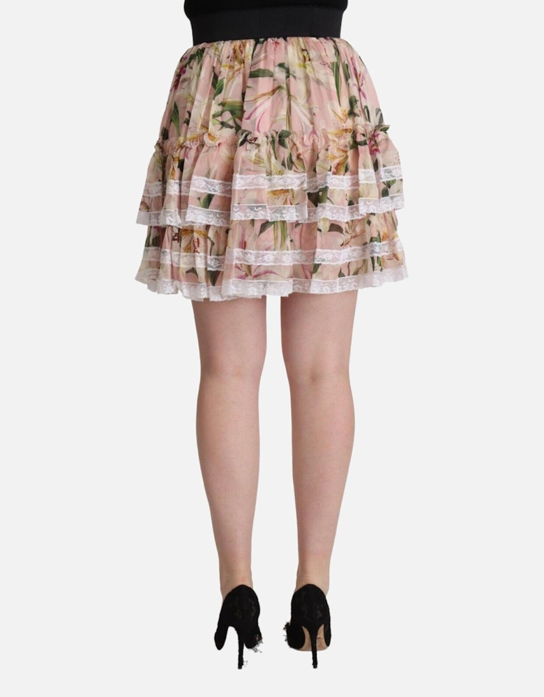 Lily Print Ruffle Mini Skirt ALine Mini Women - Pink