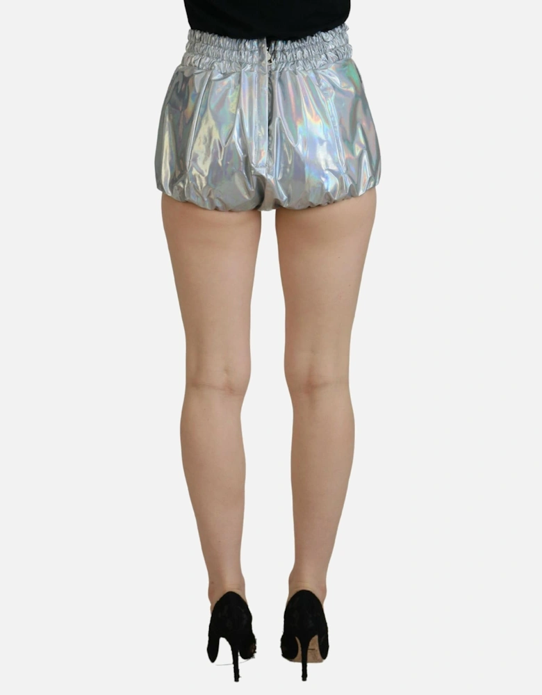 HighWaisted Metallic Shorts Women - Silver
