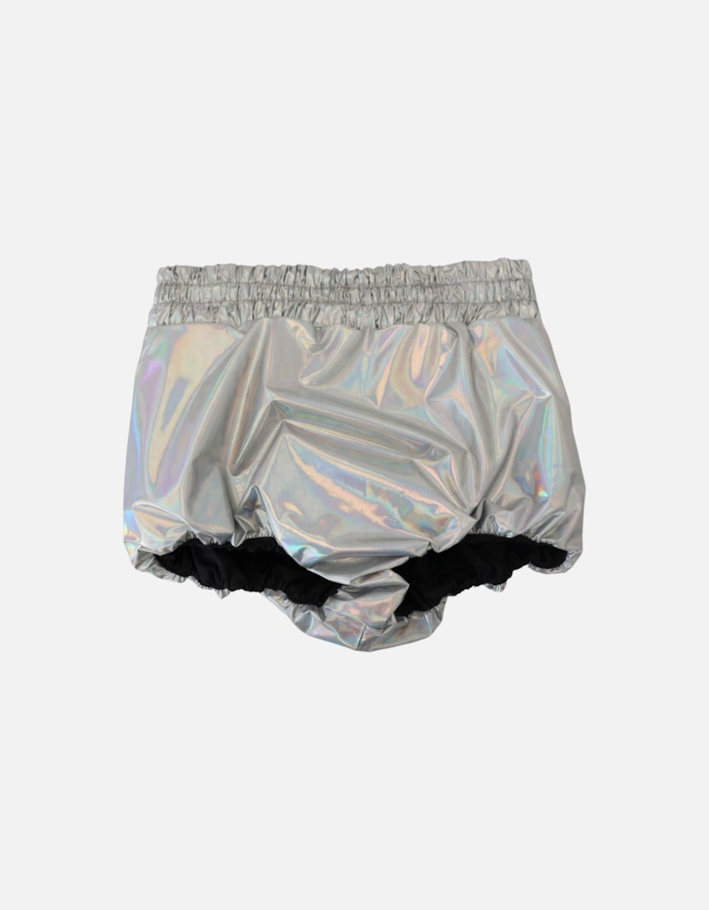 HighWaisted Metallic Shorts Women - Silver