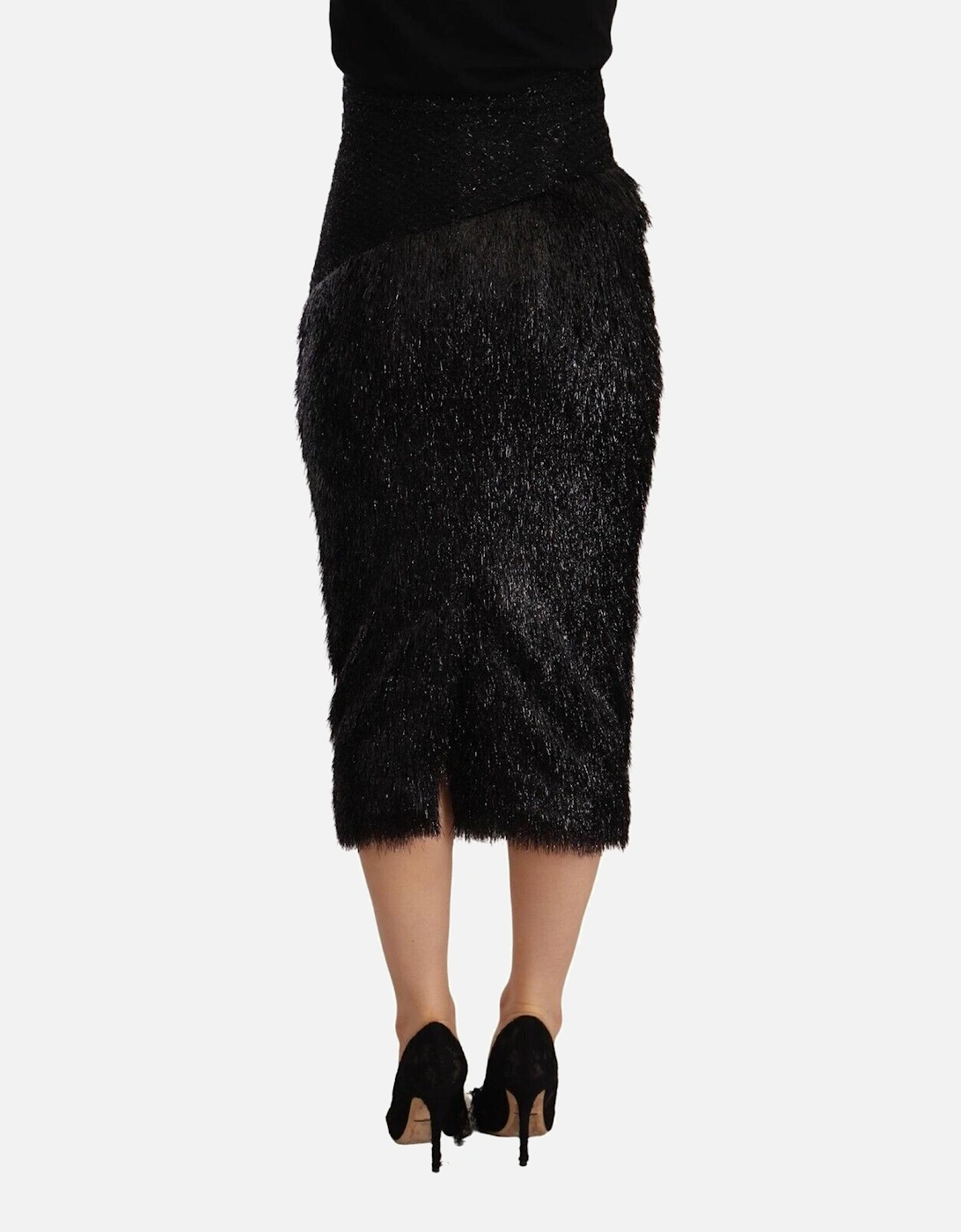 Metallic Fringe Pencil Skirt Women - Black