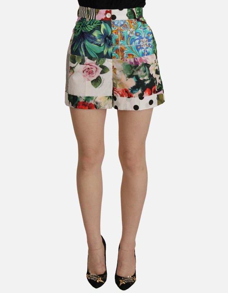 Floral Patchwork HighWaisted Shorts Women - Multicolor