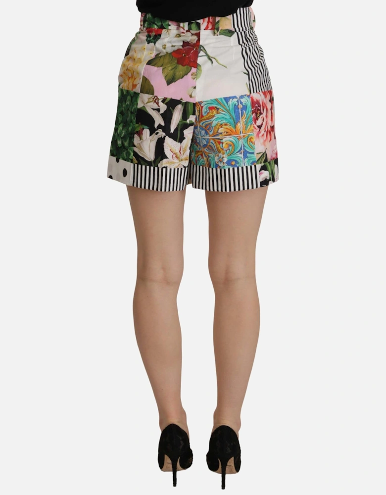 Floral Patchwork HighWaisted Shorts Women - Multicolor