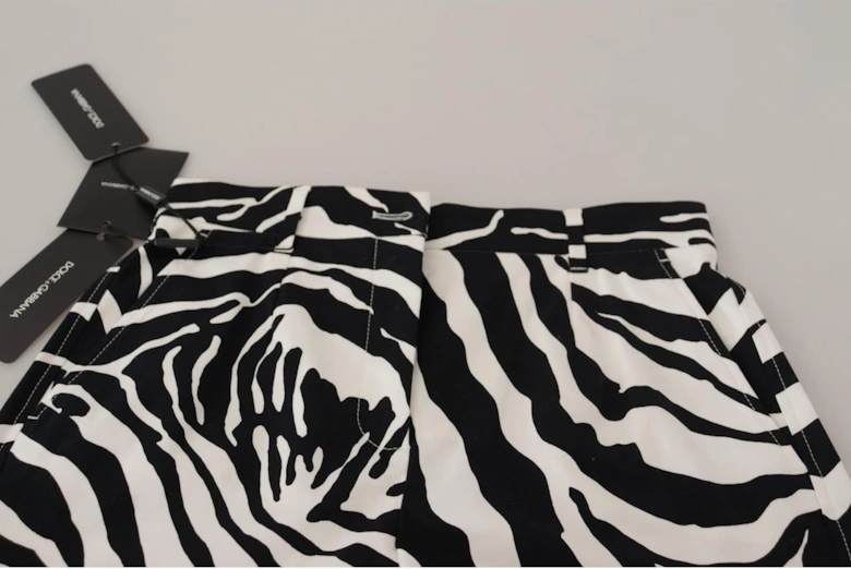Zebra Print Shorts High Waisted Women - Blackwhite