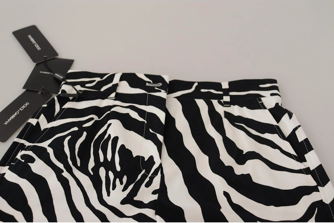 Zebra Print Shorts High Waisted Women - Blackwhite