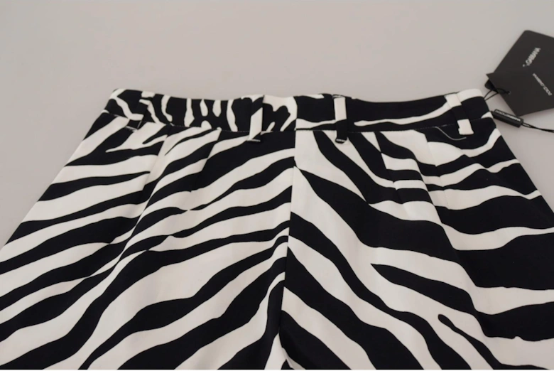 Zebra Print Shorts High Waisted Women - Blackwhite