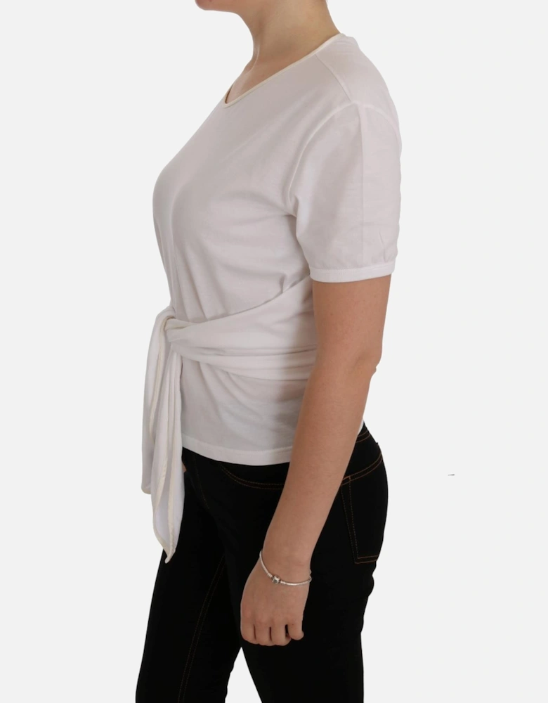 Dolce Gabbana TieWaist Top Short Sleeves Women - White T-Shirts