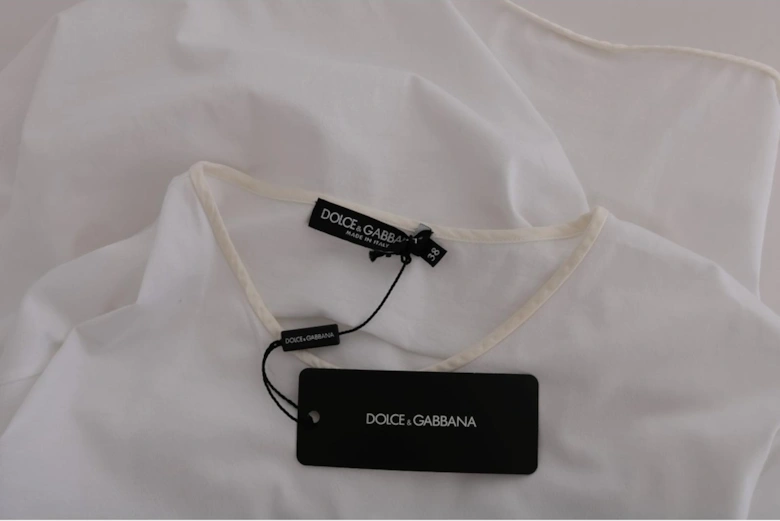 Dolce Gabbana TieWaist Top Short Sleeves Women - White T-Shirts