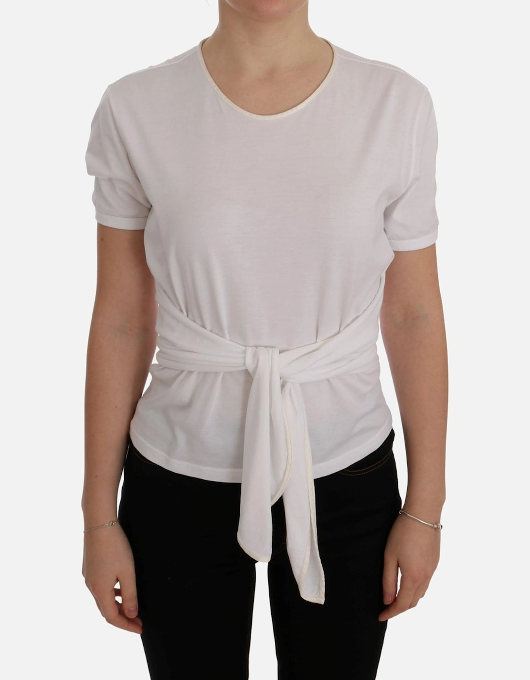Dolce Gabbana TieWaist Top Short Sleeves Women - White T-Shirts, 7 of 6