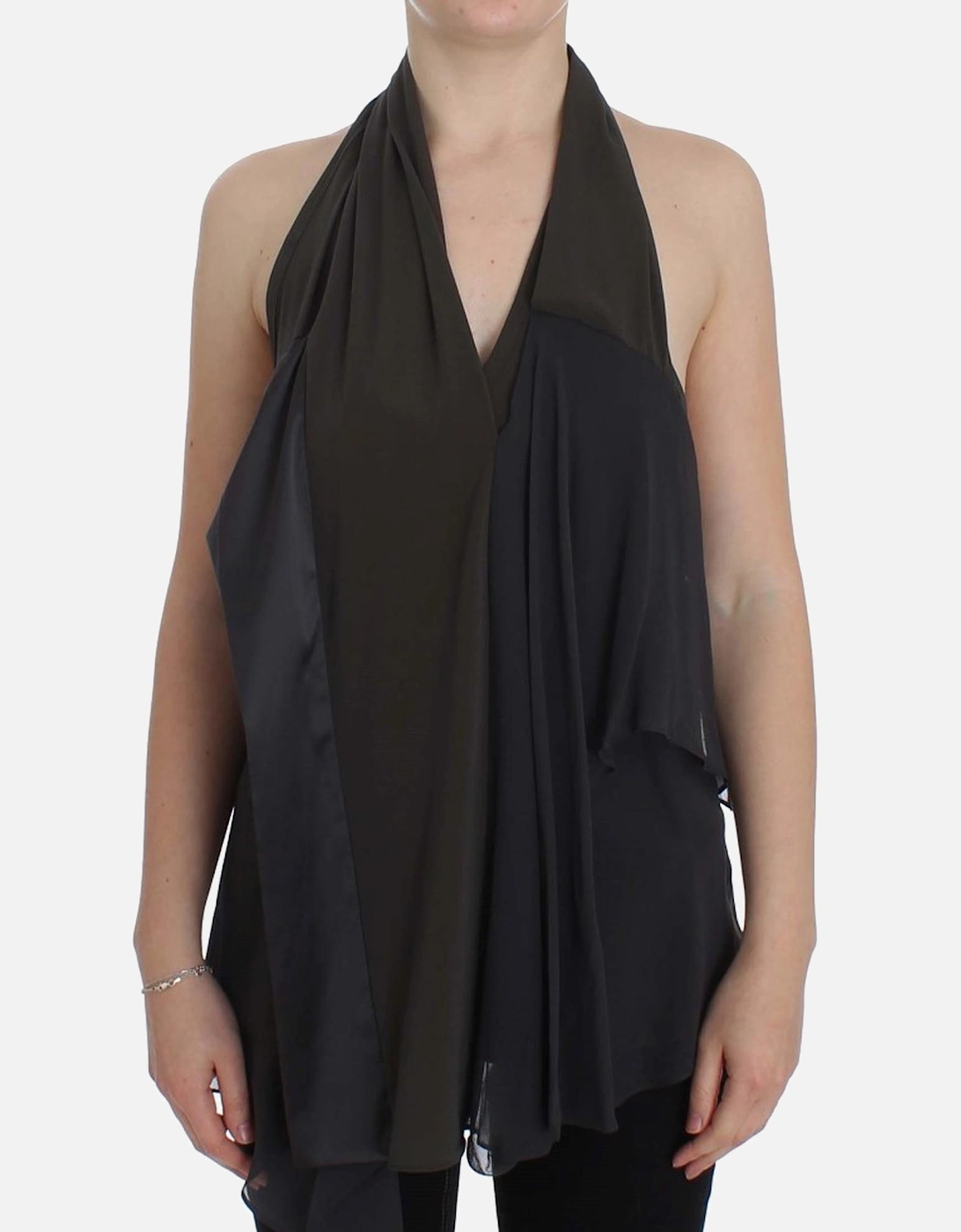 Halter Neck Blouse Layered Chiffon Top Women - Gray T-Shirts, 7 of 6