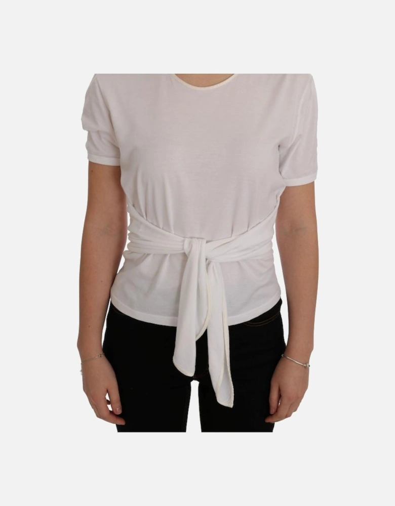 Dolce Gabbana TieWaist Top Short Sleeves Women - White T-Shirts