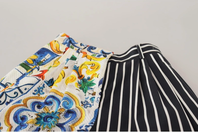 Dolce Gabbana Shorts Majolica Print Striped Women - Multicolor
