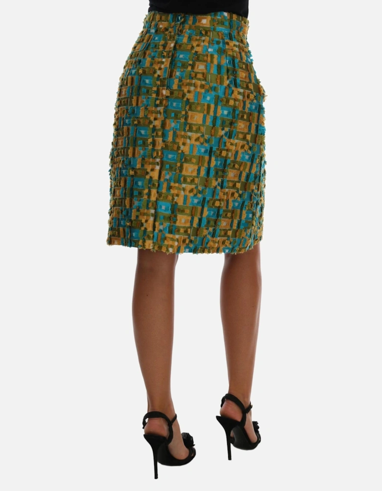 Textured Pencil Skirt Geometric Pattern Women - Multicolor