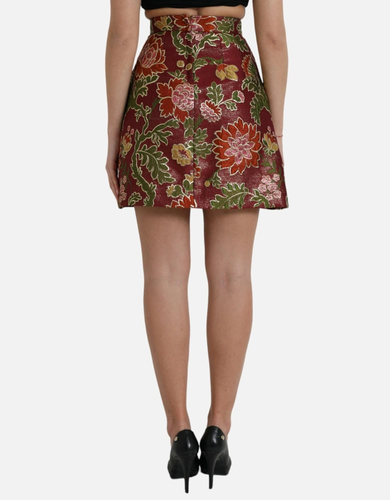 Jacquard Floral Mini Skirt in Maroon Women