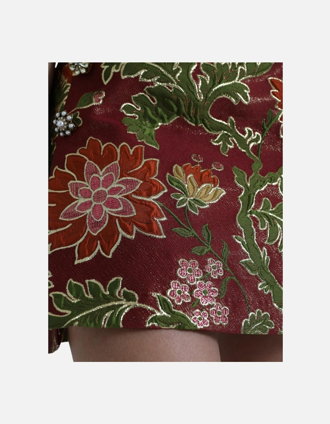 Jacquard Floral Mini Skirt in Maroon Women