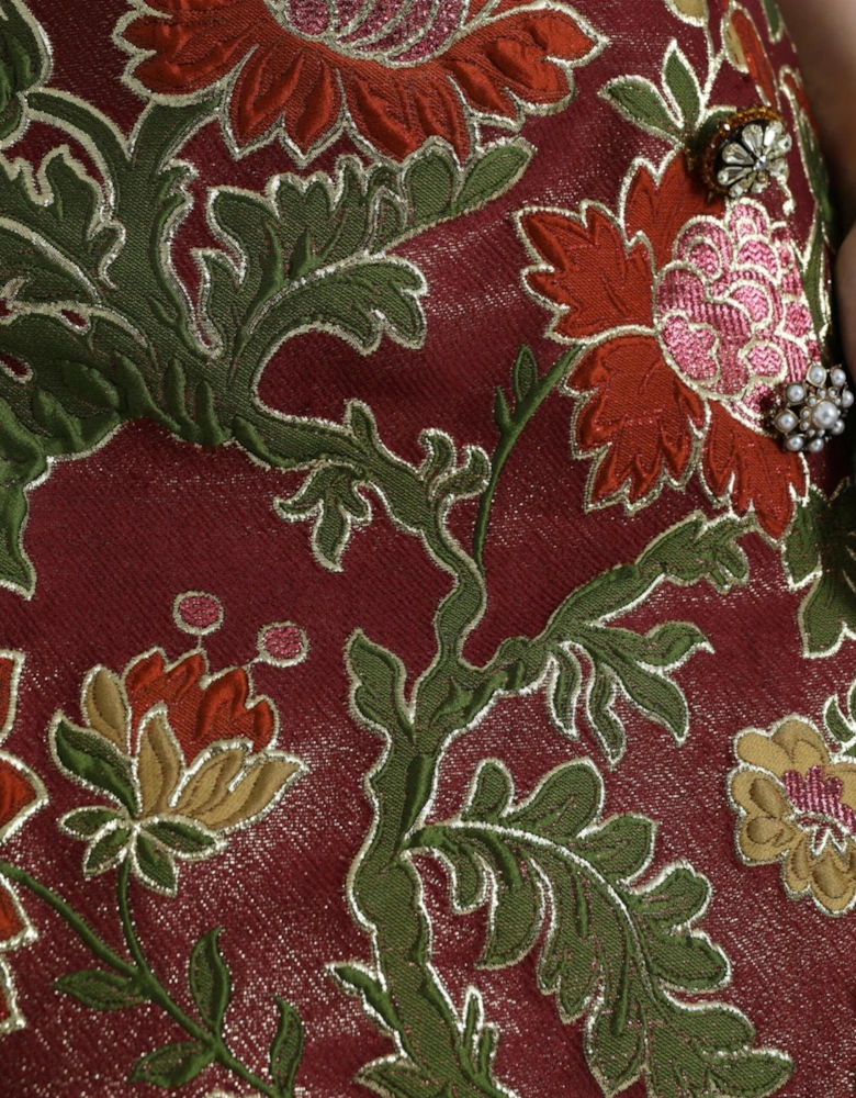Jacquard Floral Mini Skirt in Maroon Women