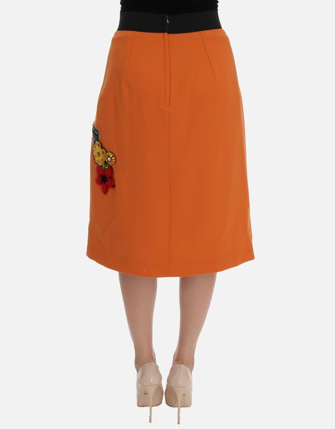 Orange Embellished ALine Skirt Women