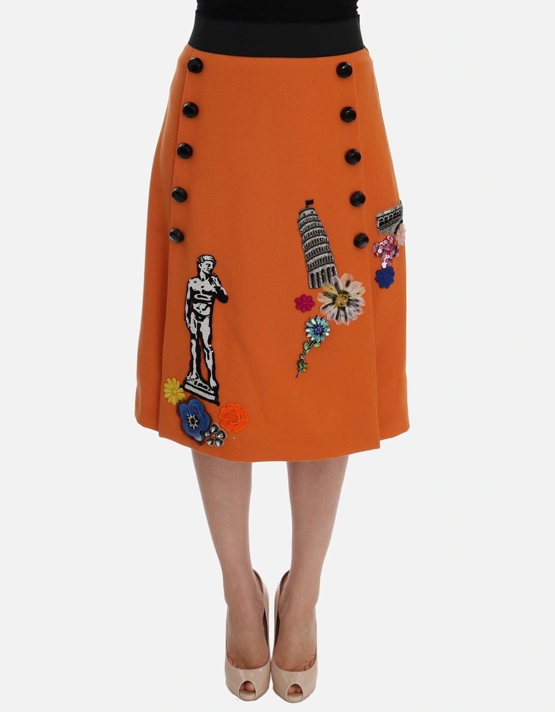 Orange Embellished ALine Skirt Women, 6 of 5