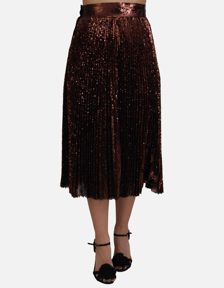 High Waist A-Line Midi Skirt Women - Bronze