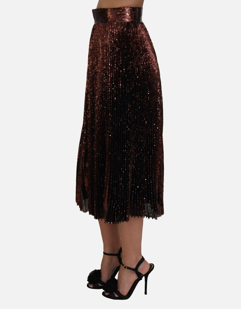 High Waist A-Line Midi Skirt Women - Bronze
