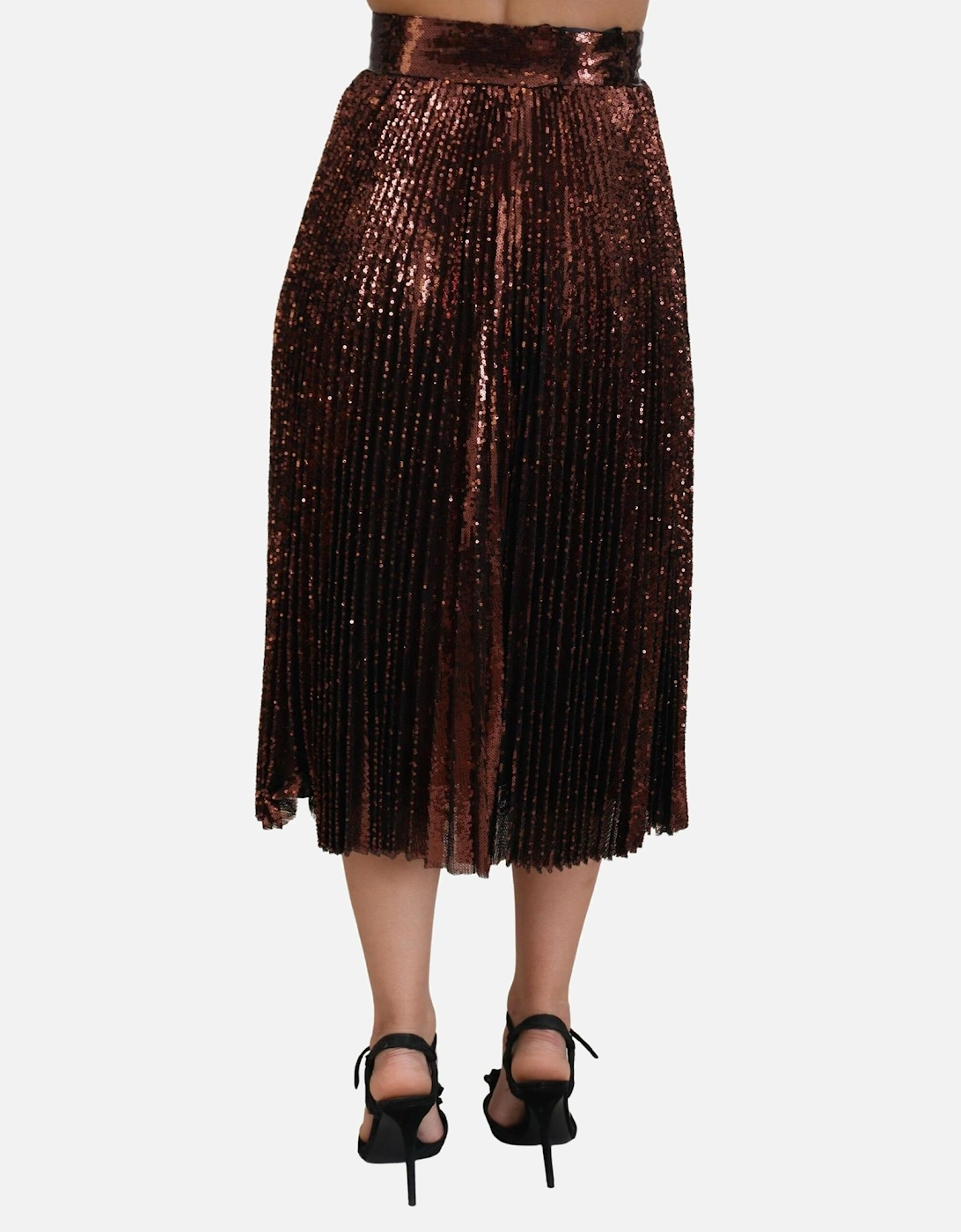 High Waist A-Line Midi Skirt Women - Bronze
